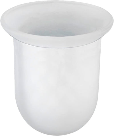 WENKO WC-Bürstenbehälter aus Glas, Ersatz-Bürstenhalter geeignet für WC-Bürsten bis Ø 7,5 cm, Weiß