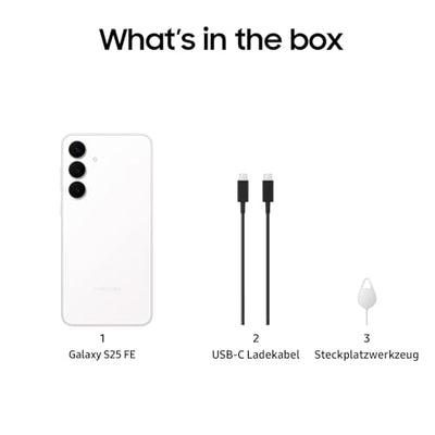 Samsung Galaxy S25 FE mit Galaxy AI, Handy mit Android, 6,7 Zoll FHD-Display, 50 MP Kamera, 128 GB Speicher, 8 GB RAM, 4.900 mAh Akku, White, 3 Jahre Herstellergarantie [Exklusiv auf Amazon]