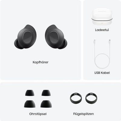 Samsung Galaxy Buds FE Kabellose Bluetooth-Kopfhörer inkl. araree Bean Case, Active Noise Cancelling (ANC), 3 Mikrofone, Touch Control, Tiefer Bass, Mit Ladekabel, Graphite [Exklusiv bei Amazon]
