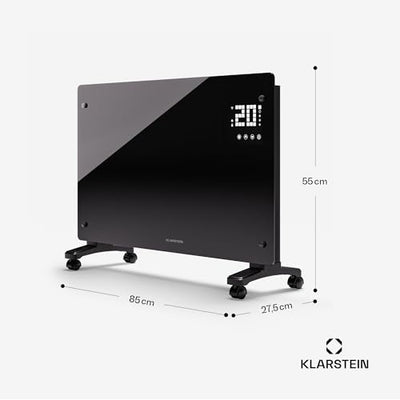 Klarstein Elektroheizung, 2500 W Konvektor Heizung Freistehend & Wandmontage, Elektroheizung Energiesparend mit App-Control & Bodenrollen, Heizung Elektrisch, Heizkörper Elektrisch mit Thermostat