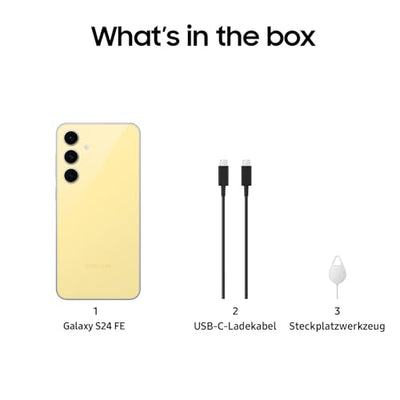 Samsung Galaxy S24 FE AI Smartphone ohne Vertrag, AI Handy mit Android, 8 GB RAM, 256 GB Speicher, 50-MP-Kamera, Lange Akkulaufzeit, Yellow, 36 Monate Herstellergarantie [Exklusiv bei Amazon]