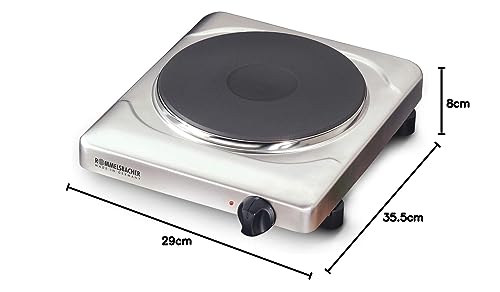 ROMMELSBACHER Einzelkochplatte THS 2022/E - Made in Germany, XXL-Gussheizplatte 220 mm Ø, 7-Takt-Schalter, leistungsgesteuerte Regelung, Überhitzungsschutz, 2000 Watt, Edelstahl