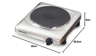 ROMMELSBACHER Einzelkochplatte THS 2022/E - Made in Germany, XXL-Gussheizplatte 220 mm Ø, 7-Takt-Schalter, leistungsgesteuerte Regelung, Überhitzungsschutz, 2000 Watt, Edelstahl