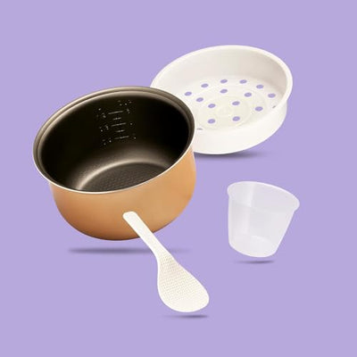 REISHUNGER Reiskocher & Dampfgarer mit Keramikbeschichtung - 1,2L, Schwarz - Für 1-6 Personen - Schnelle Zubereitung ohne Anbrennen - Mit Warmhaltefunktion inkl. Dämpfeinsatz, Löffel & Messbecher