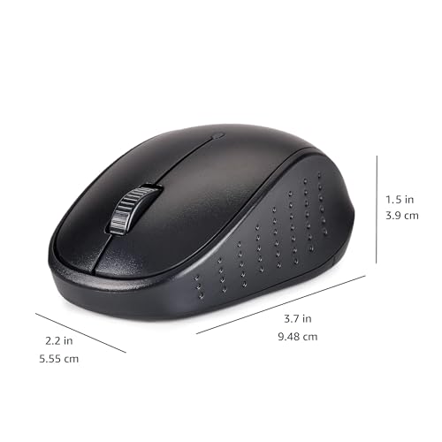 Amazon Basics – Tastatur-Maus-Set, volle Größe, kabellos, USB-Empfänger mit 2,4 GHz, DE-Layout, schwarz