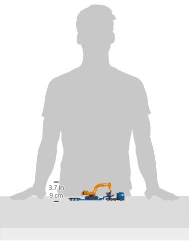 siku 1847, Schwertransporter mit Tiefbettauflieger, 1:87, Metall/Kunststoff, Blau/Gelb, Abkoppelbarer Auflieger