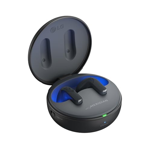 LG TONE Free DT90Q In-Ear Bluetooth Kopfhörer mit Dolby Atmos-Sound, MERIDIAN-Technologie, ANC (Active Noise Cancellation), Uvnano & IPX4-Spritzwasserschutz - Schwarz