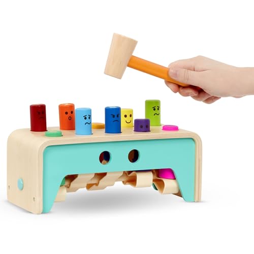 Battat Hammerspiel für Kinder aus Holz – Hämmerchenspiel, Klopfbank, Hammerbank, Klopfspiel – Motorikspielzeug Baby, Lernspielzeug, pädagogisches Spielzeug ab 1 Jahr