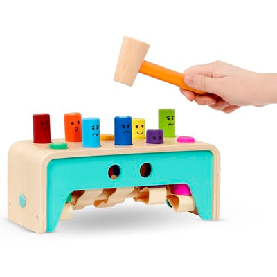 Battat Hammerspiel für Kinder aus Holz – Hämmerchenspiel, Klopfbank, Hammerbank, Klopfspiel – Motorikspielzeug Baby, Lernspielzeug, pädagogisches Spielzeug ab 1 Jahr