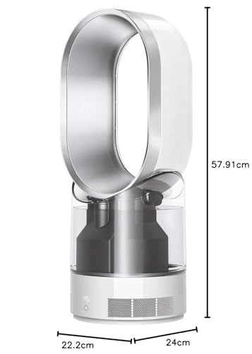 Dyson AM10 Luftbefeuchter und Ventilator, Ultrafeine Kaltluft-Befeuchtung, Automatische Feuchtigkeitskontrolle, Weiß/Silber