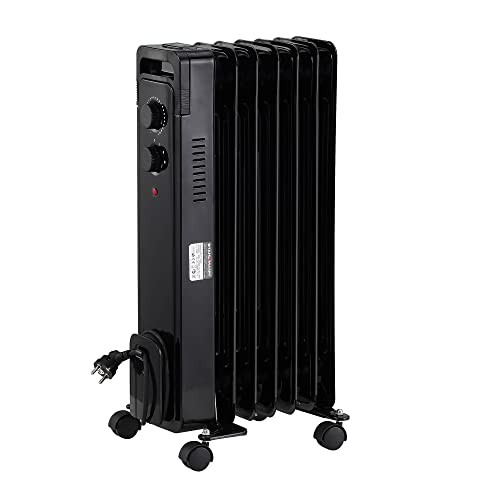 STAHLMANN Ölradiator ZR17 1500 Watt – Elektroheizung Energiesparend bis 30 qm Fläche – Heizung Elektrisch mit Thermostat und 3 Heizstufen – Elektrisches Heizgerät, Electric Heater Schwarz