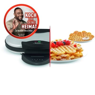 Tefal Doppel-Herzwaffeleisen WM311D, Stufenloser Temperaturregler für Bräunung nach Wunsch, Antihaftbeschichtete Platten, Teigauffang-Vorrichtung, 1200W,‎ 37 x 11.4 x 28.5 cm