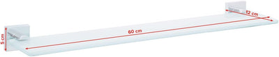 tesa EKKRO Glasablage aus satiniertem Glas, verchromte Halterung - Badablage zur Wandbefestigung ohne Bohren, inkl. Klebelösung - 600mm x 50mm x 120mm