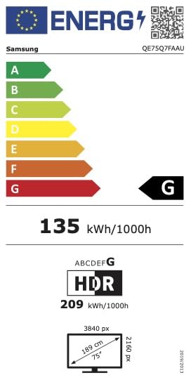 Samsung QLED Q7F 4K Smart TV 75 Zoll (189 cm) mit AI-Vision, 100% Farbvolumen mit Quantum Dot, HDR10+, Q4 AI Prozessor, One UI Tizen, Wi-Fi, Bluetooth 5.3 und Motion Xcelerator