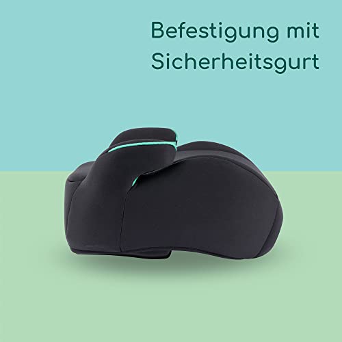 Bebeconfort Manga i-Safe, Reboarder Kindersitz, 6–12 Jahre, 125–150 cm, Folgekindersitz, Kompakt & Leicht (<1 kg), Einfache Gurtmontage, Gepolstert, Soft-Touch-Gewebe, Full Black