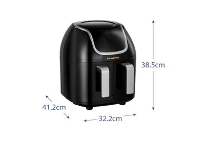 Russell Hobbs Heißluftfritteuse Doppelkammer [2 Fächer je 4,25l, nur getrennt nutzbar, Gesamtvolumen 8,5l] Rapid Air Fryer Technik (8 Programme, spülmaschinenfest,Touchscreen) AirFryer 27290-56S