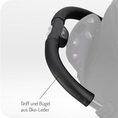 MoMi ESTELLE PLUS LIGHT Kinderwagen ab 6. Monat (bis 22 kg), klappbarer Buggy mit 5-Punkt-Sicherheitsgurt, Einkaufskorb und Liegefunktion, Teleskop-Stange zum Ziehen, steht nach dem Zusammenklappen