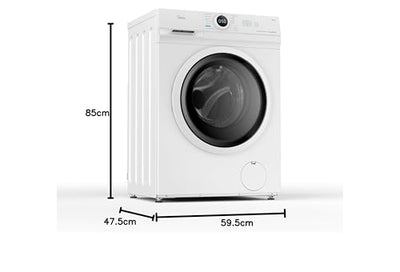 Midea MF10EW70BA10 Waschmaschine / 7kg / 1400 U/Min/EEK A-10%/Inverter Quattro Motor/Dampffunktion/Grosse Trommel/Nachlegefunktion/Kindersicherung/AquaStop, Weiß