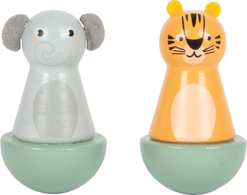 small Foot Spieluhr „Safari“ aus FSC® 100%-zertifiziertem Holz, kindgerecht gestaltet mit Tiger und Elefant, für Kinder ab 2 Jahren, 12738