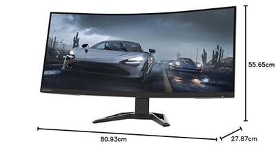 Lenovo G34w-30 | 34" QHD Gaming Monitor | 3440x1440 | 165Hz | 350 nits | 0,5ms Reaktionszeit | HDMI | DisplayPort | AMD FreeSync | integr. Lautsprecher | höhenverstellbar | schwarz