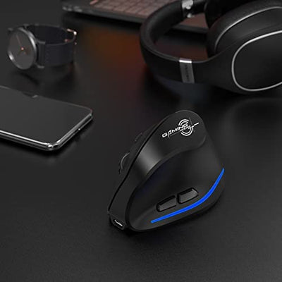 Update-Version 2.4G Vertikale Ergonomische Maus, Silent RGB Vertical Maus, 4800 DPI, 6 Tasten Wiederaufladbare Funkmaus PC Maus Kabellos für Windows/Laptop/PC, Wireless Ergonomic Mouse