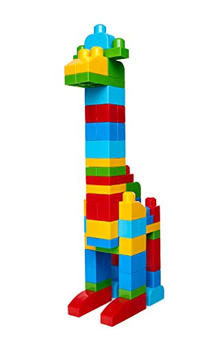 MEGA BLOKS Fisher-Price Bausteine für Kleinkinder, großer Bausteinebeutel mit 80 Teilen und Aufbewahrungsmöglichkeit, Blau, Geschenkideen für Kinder ab 1 Jahr, DCH63