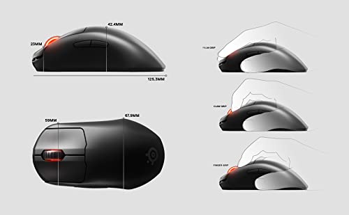 SteelSeries Prime Wireless - Esports Leistung Kabellose Gaming-Maus - 100 Stunden Akkulaufzeit - TrueMove Air Optical Sensor mit 18.000 CPI - Magnetisch-optische Schalter