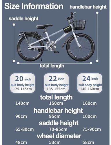 LSQXSS Mountainbike für Jugendliche, Fahrrad mit Einer Geschwindigkeit, Vorder- und Hinterradbremsen, Stadtrad, höhenverstellbarer Sattel, Komfortables Cruiser-Bike mit Gepäckträger hinten