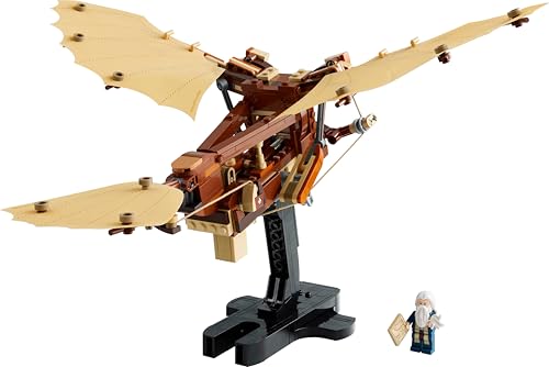 LEGO Icons Leonardo da Vincis Fluggerät mit schlagenden Flügeln - Inklusive Minifigur & Ständer - Bauset für Erwachsene - Deko-Set für Zuhause - Geschenkidee - 10363