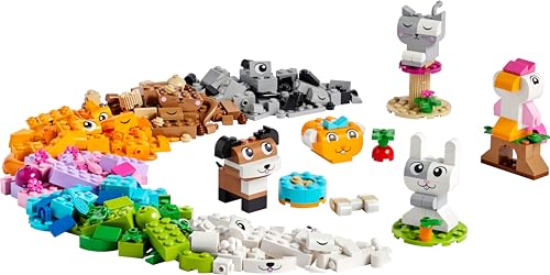 LEGO Classic Kreative Tiere - Spielzeugtiere zum Bauen und Spielen - Lernspielzeug mit Hund, Katze, Hase, Hamster & Vogel - Spielset als Kinder Geschenk für Mädchen und Jungen ab 5 Jahren - 11034
