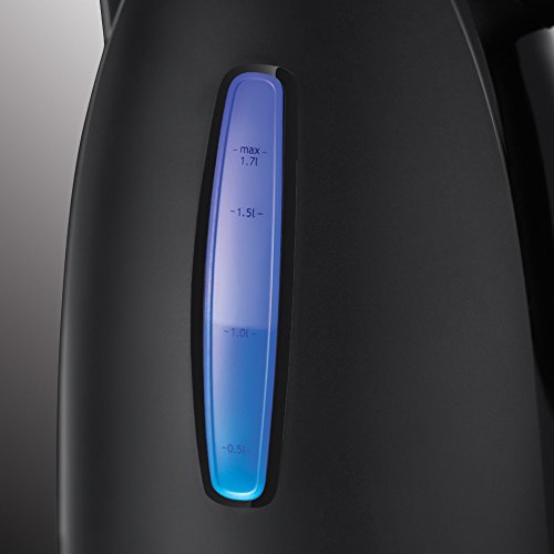 Russell Hobbs Wasserkocher [1,7l, 2400W, blaue LED-Beleuchtung] Textures+ (Schnellkochfunktion, herausnehmbarer Kalkfilter, beleuchtete Wasserstandsanzeige, autom. Deckelöffnung) Teekocher 22591-70