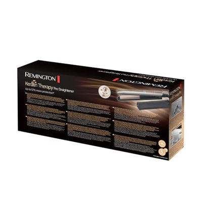 Remington Glätteisen Profi [Hitzeschutzsensor um Haarschäden zu verringern] Keratin Protect (hochwertige Keratin-Keramikbeschichtung mit Mandelöl) Digitales Display, 160-230°C, Haarglätter S8593