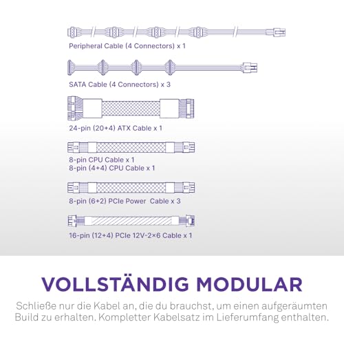 NZXT C1000 Gold ATX 3.1 - Vollständig modulares, geräuscharmes PC-Gaming-Netzteil - 1000 Watt - 80 PLUS Gold - 12V-2x6-Anschluss - Zero Fan-Modus - 100 % japanische Kondensatoren - Schwarz