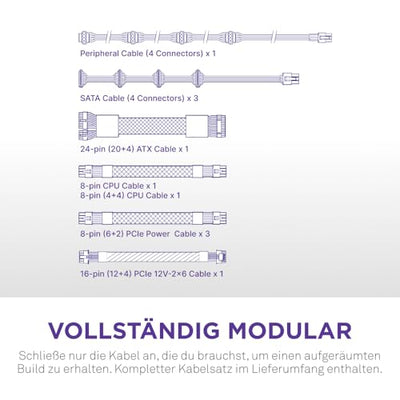 NZXT C1000 Gold ATX 3.1 - Vollständig modulares, geräuscharmes PC-Gaming-Netzteil - 1000 Watt - 80 PLUS Gold - 12V-2x6-Anschluss - Zero Fan-Modus - 100 % japanische Kondensatoren - Schwarz