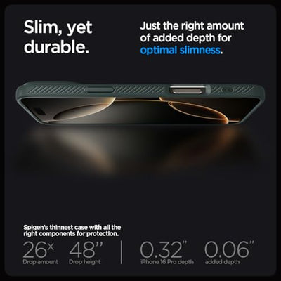 Spigen für iPhone 16 Pro Hülle [rutschfest] Liquid Air Case Handyhülle Schutzhülle Cover Dünn Slim -Abyss Green
