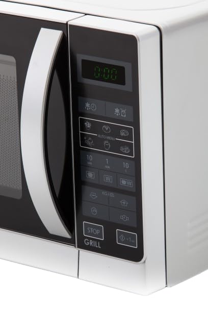 Sharp R642INW 2-in-1 Mikrowelle mit Grill/ 20 L/ 800 W/ 1000 W Quarzgrill/ 8 Automatikprogramme/ Timer/ Kindersicherung/ Energiesparmodus/ Glasdrehteller (25, 5 cm)/ silber
