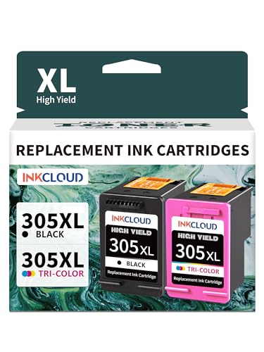INKCLOUD 305XL Druckerpatronen Kompatibel für HP 305 Druckerpatronen für DeskJet 2700 2710 2720 DeskJet Plus 4110 4120 Envy 6010 6020 Envy Pro 6400 6420 (1 Schwarz und 1 Farbe)