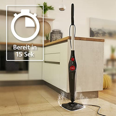 Vileda Steam Plus Dampfreiniger mit PowerPad und Mikrofaser-Ersatzbezug, entfernt bis zu 99,9% der Bakterien und Viren, für alle Böden, ideal für Teppiche, Eco-Verpackung
