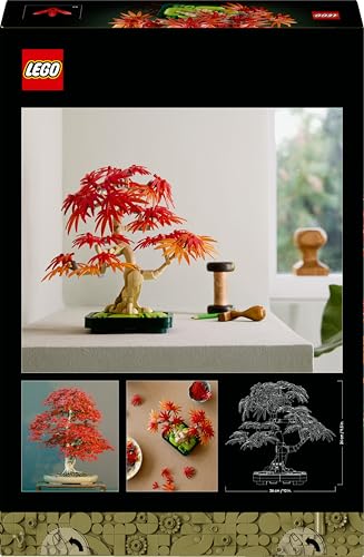 LEGO Botanicals Japanischer Roter Ahorn – Bonsai-Baum - Künstliche Pflanzen Bauset mit roten & orangen Blättern, Plus Schale - Home Dekor - Geschenkidee für Erwachsene - 10348