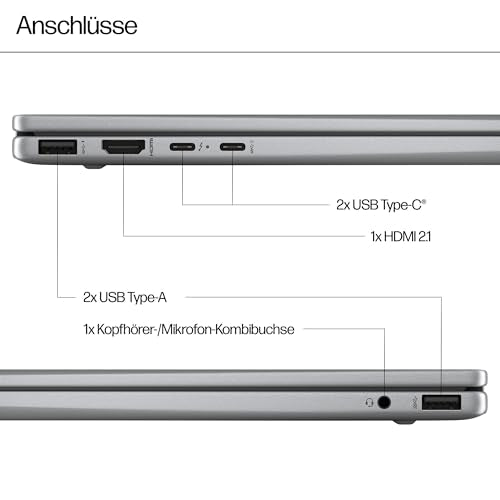 HP Envy x360 2-in-1 Convertible Laptop | AMD Ryzen 5 8640HS | KI optimiert | 14" 2.8K OLED Touch Display | 16GB RAM | 512GB SSD | ‎AMD Radeon Graphics | QWERTZ | Copilot Key | Windows 11 Home | Silber