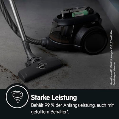 AEG CLEAN 6000 ÖKO AL61C2ÖKO Staubsauger beutellos / ETM Testsieger (SEHR GUT) / 60 % Recyclingmaterial / 550 W / Zusatzdüsen / Softräder / 74 dB(A) / 12m Aktionsradius / 1,6L Staubbehälter / Schwarz