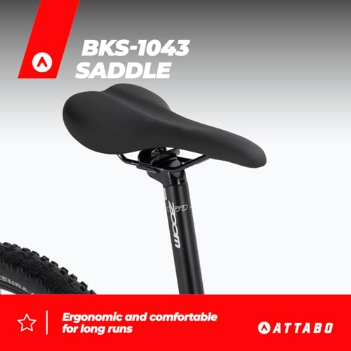 ATTABO Herrenfahrrad Alpe 3.0 mit Aluminiumrahmen 21" Ergonomischer Lenker Hydraulische Scheibenbremsen Blau Mountainbike mit 29" Rädern mit Zubehör Verstellbarer Sattel 24-Gang Schaltung