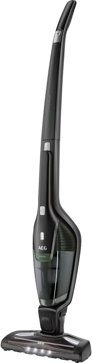 AEG Ergorapido CX7-2-45MÖ 2in1 Akku Staubsauger/50% Recyclingmaterial/beutellos/bis zu 45 min Laufzeit/freistehend/180° Drehgelenk /Bürstenreinigungsfunktion/LED-Lichter/18.5W/ 0.5L/schwarz,grün