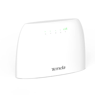 Tenda 4G03 4G LTE Router, WLAN Router für SIM-Karten (CAT4, 150Mbit/s im Download, 300Mbit/s 2,4GHz), 2 Fast-Ethernet-Ports, Plug & Play, APP, IPv6, Gast-Netzwerk, Verkehrdaten-Monitoring, Weiß