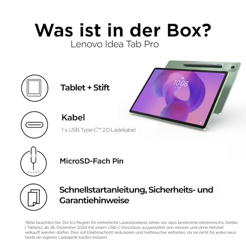 Lenovo Idea Tab Pro Tablet | 12.7" 3K Display | MediaTek Dimensity 8300 | 8GB RAM | 256GB eMMC | Android 14 | Seafoam Green | inkl. Pen Plus
