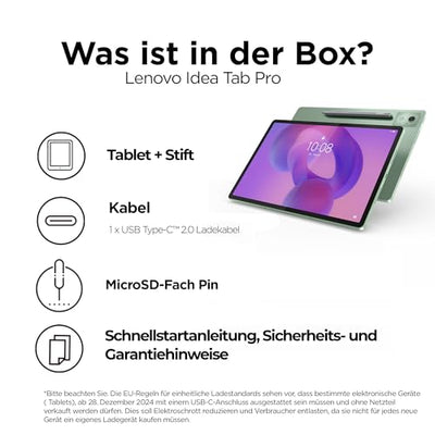 Lenovo Idea Tab Pro Tablet | 12.7" 3K Display | MediaTek Dimensity 8300 | 8GB RAM | 256GB eMMC | Android 14 | Seafoam Green | inkl. Pen Plus