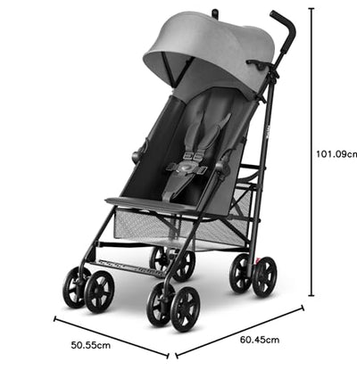 MAMA & BABY Trek Lite Regenschirm-Kinderwagen – kompakt zusammenklappbar, Multi-Positionen-Neigung, Reise-Kinderwagen mit Tragegurt, großem Stauraum und Getränkehalter