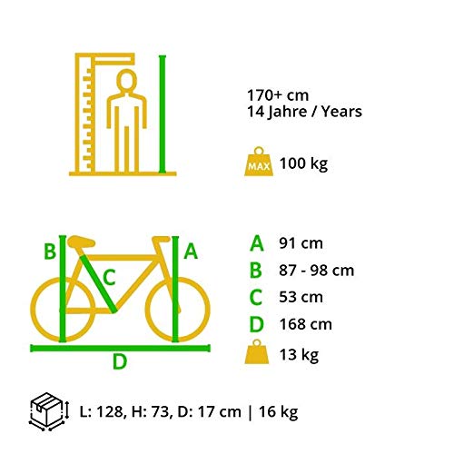 BIKESTAR Singlespeed 700C 28 Zoll City Stadt Fahrrad Fixie | 53 cm Rahmen Rennrad Retro Vintage Herren Damen Rad | Grün & Beige | Risikofrei Testen