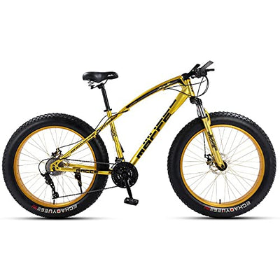 Wmmner Mountainbike 24/26 Zoll, Mountainbike Trail Bike für Erwachsene mit Fettreifen, 7/21/24/27/30, Rahmen aus Stahl mit hohem Kohlenstoffgehalt, doppelte Federung Com