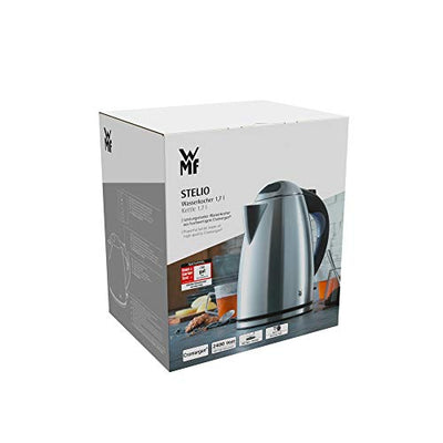 WMF Stelio Wasserkocher Edelstahl 1,7l, elektrischer Wasserkocher mit Kalkfilter, 2400 W, Wasserstandanzeige beleuchtet, edelstahl matt